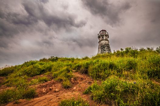 Cape Jourimain Lighthouse located in New Brunswick Canada hdr with dramatic sky