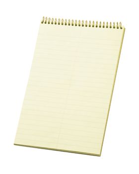 Stenography's lined notepad isolated against white