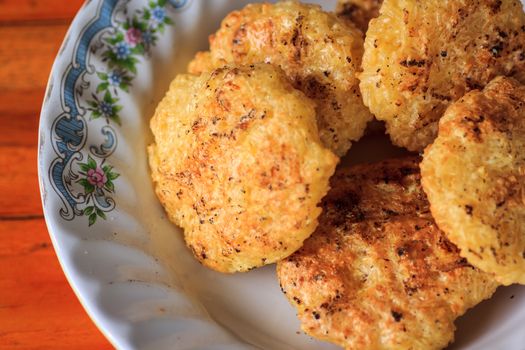 whole rice made into balls and baked