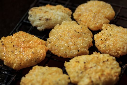 whole rice made into balls and baked