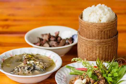 raw minced meat for thai food on a plate