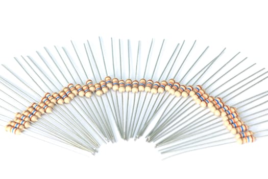 Resistors for  a printed circuit board on white background