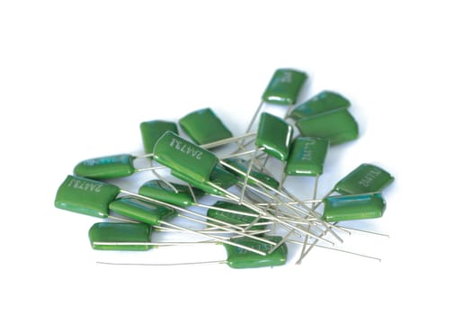 capacitors for  a printed circuit board on white background