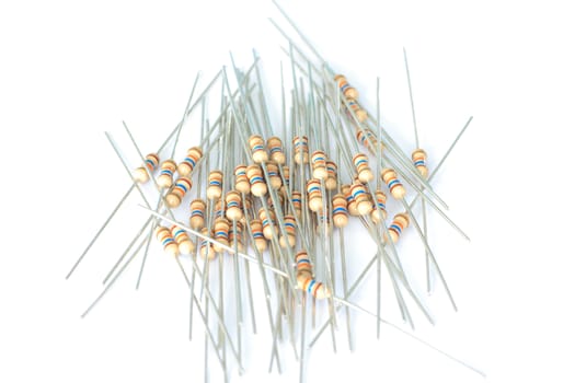 Resistors for  a printed circuit board on white background