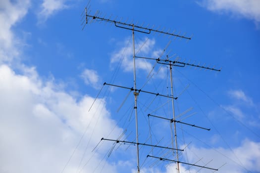Antennas   at blue sky background