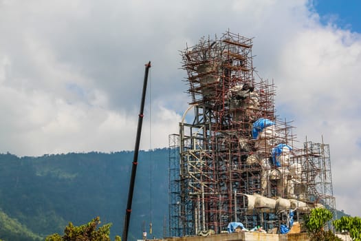 Construction of a new buddha statue  at temple in Phetchabun  province, Thailand