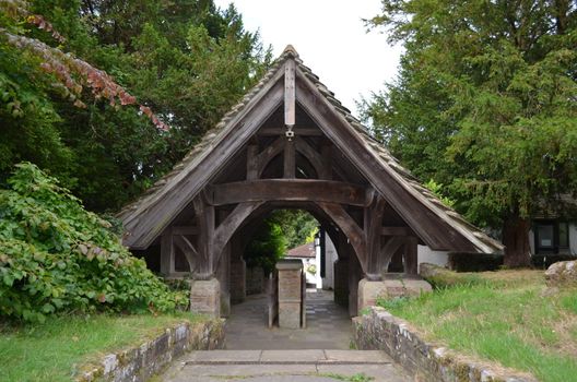 English lychgate at a 11th Century Norman church at the small village of Bolney,Sussex,England.