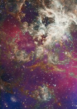 Far being shone nebula and star field against space.