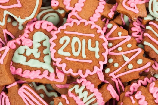 Homemade new year cookies with 2014 number