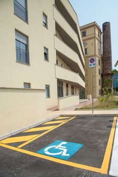 urban redevelopment of an old cotton mill with adjacent disabled parking