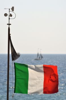 flag of Italy during a windy day