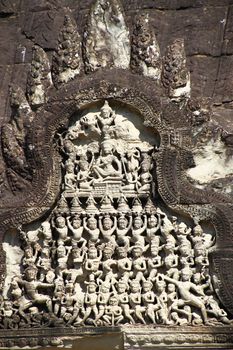 Relief in the main temple of Angkor Wat in Cambodia
