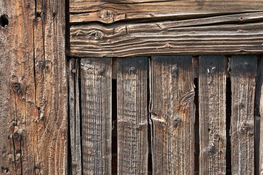 Aged old textured wood pattern surface with nails  background                               