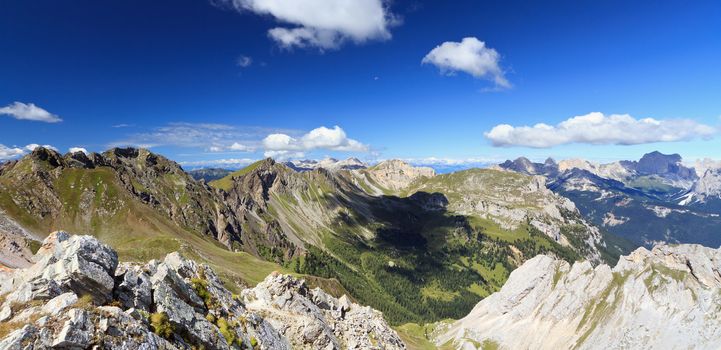 Aerial view of Monzoni Valley on summer, Trentino Italy