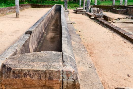 Ruins of kitchen in ancient monastery, Anuradhapura, Sri Lanka 