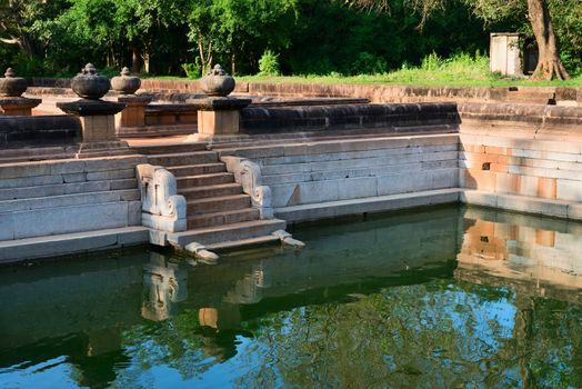 Ruins of the ancient city Anuradhapura, Sri Lanka. Kuttam Pokuna (twin ponds) are bathing tanks or pools in ancient Sri Lanka.