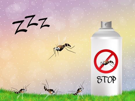 illustration of mosquito spray