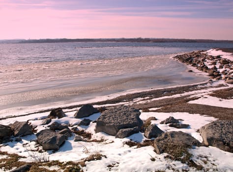 shoreline in winter