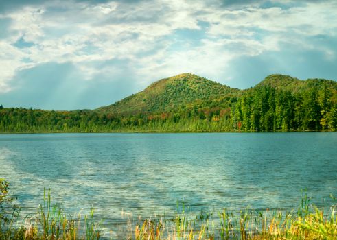 fulton chain lakes in old forge, new york in autumn