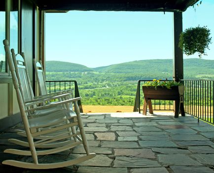 front porch with view of valley below