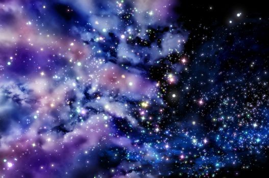 stars shine through the clouds of a new nebula