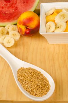 Linseed and fresh fruit, a healthy breakfast