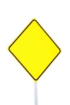 blank yellow warning sign on white with nobody