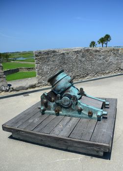 old cannon in Castillo de San Marcos fort in St. Augustine