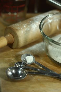 Baking Ingredients on a Wooden Background