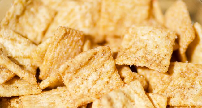 Golden cereals grain close up. Selective focus.