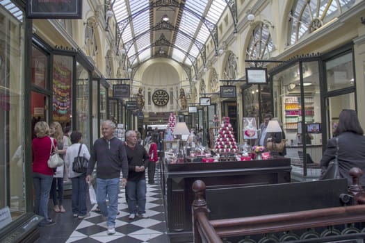 MELBOURNE, AUSTRALIA MAR 18TH: The Royal Arcade in Melbourne on March 18th 2013. Built in 1869, the arcade is listed in the Victorian Heritage Register.