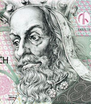 Charles IV, Holy Roman Emperor (1316-1378) on 100 Korun 1997 banknote from Czech Republic. First king of Bohemia to also become Holy Roman Emperor.