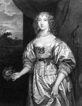Elizabeth Cecil, Countess of Devonshire (1619-1689) on engraving from 1829. Engraved by T.Wright and published in ''Portraits of Illustrious Personages of Great Britain'',UK,1829.