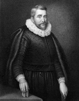 Henry Wotton (1568-1639) on engraving from 1831. English author and diplomat. Engraved by J.Cochran and published in ''Portraits of Illustrious Personages of Great Britain'',UK,1831.
