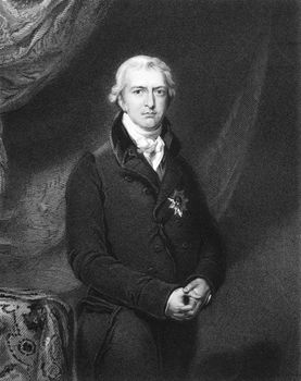 Robert Jenkinson, 2nd Earl of Liverpool (1770-1828) on engraving from 1834. British politician and prime minister during 1812-1827. Engraved by H.Robinson and published in ''Portraits of Illustrious Personages of Great Britain'',UK,1834.