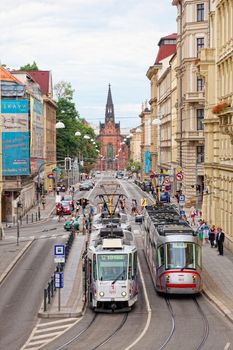 BRNO, CZECH REPUBLIC - JULY, 30: View of the Red church in Brno, the Czech Republic, July, 30, 2013. Second-large city of the Czech Republic and the largest city of Moravia