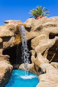 Waterfall in the pool at the hotel