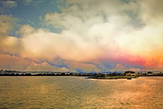 Winter sunset on the Tejo river.