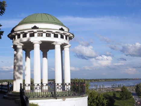 famous Nektrasovskaya Arbor on the bank of the Volga river in Yaroslavl