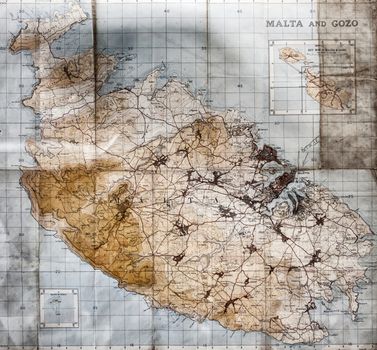 A WWII map of Malta, used my RAF Spitfire pilots as means of navigation when on their way to the islands. 