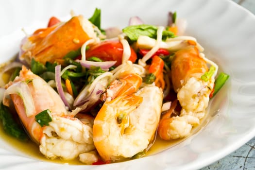 Shrimp seafood dish on the table