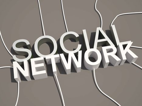 3D social network text connected wire from differnt directions