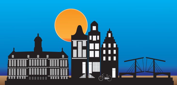amsterdam skyline by night