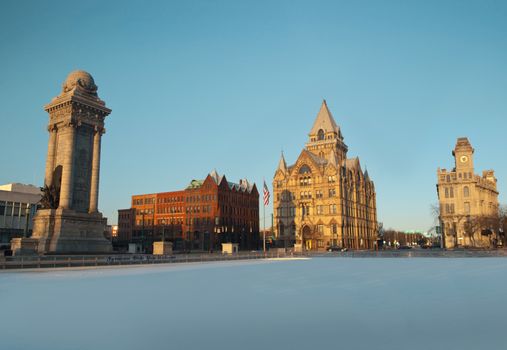 view of syracuse, new york in the wintertime