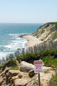 View of the Mohegan Bluffs section of Block Island located in the state of Rhode Island USA.