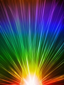 abstract ray light rainbow over black background