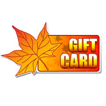 text gift card - label with autumn leaf like banner
