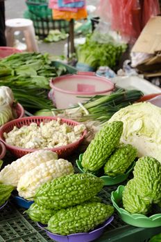 Bitter gourd on the marketplace.