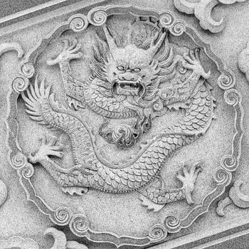 Dragon carving at temple, Taiwan, Asia.