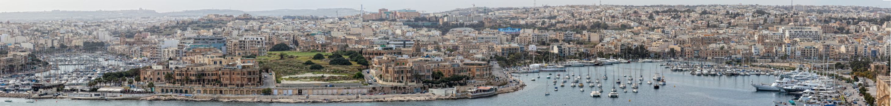 A panoramic view of Ta' Xbiex point, as seen from Hastings Gardens in Valletta.